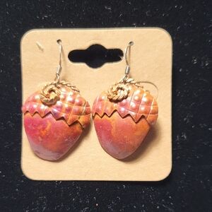 Elegant Gold and Red Earrings